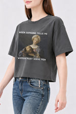Women must serve men funny crop top