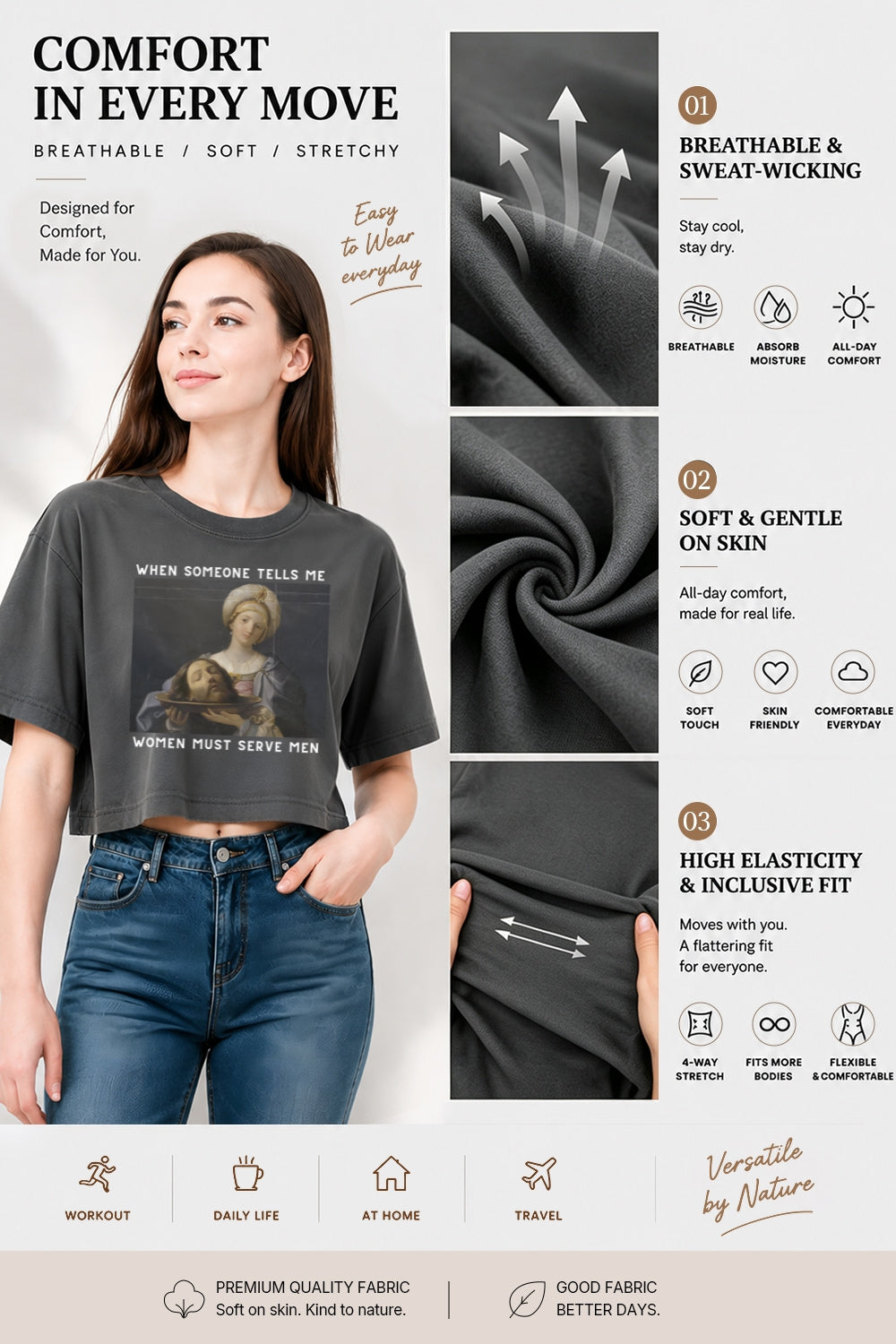 Women must serve men funny crop top