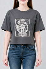 Women power floral crop top