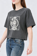 Women power floral crop top