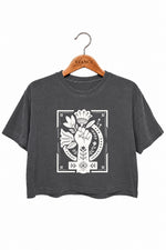 Women power floral crop top