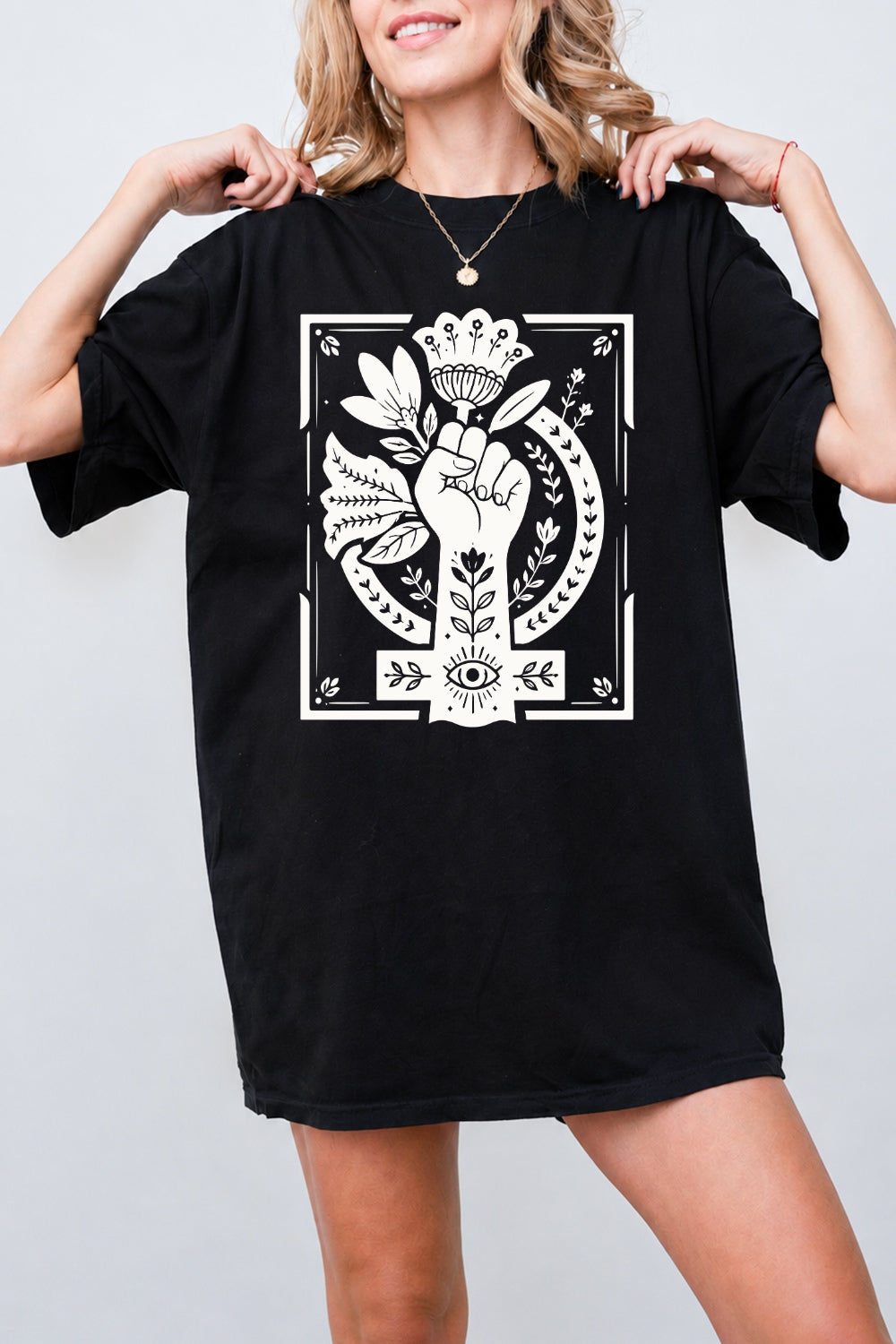 Women power floral tee