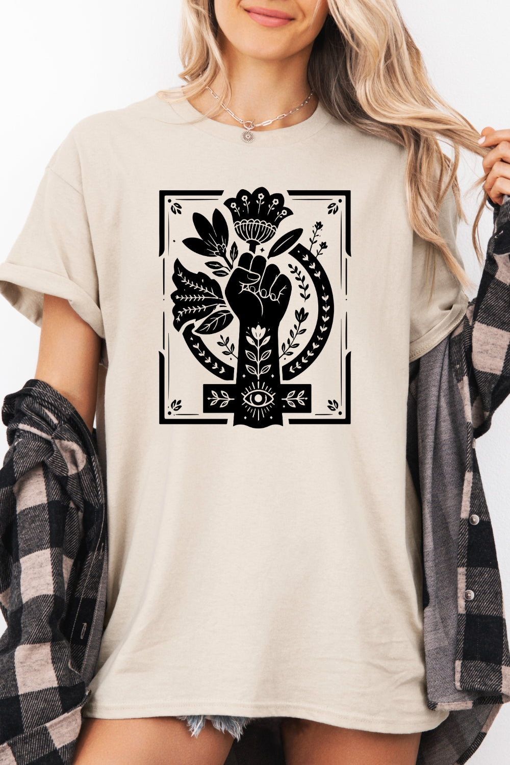 Women power floral tee