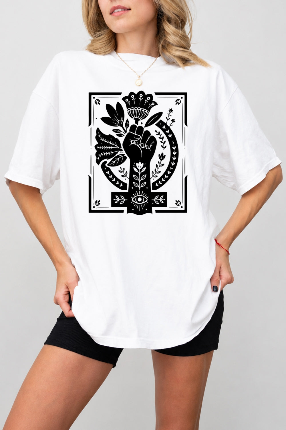Women power floral tee