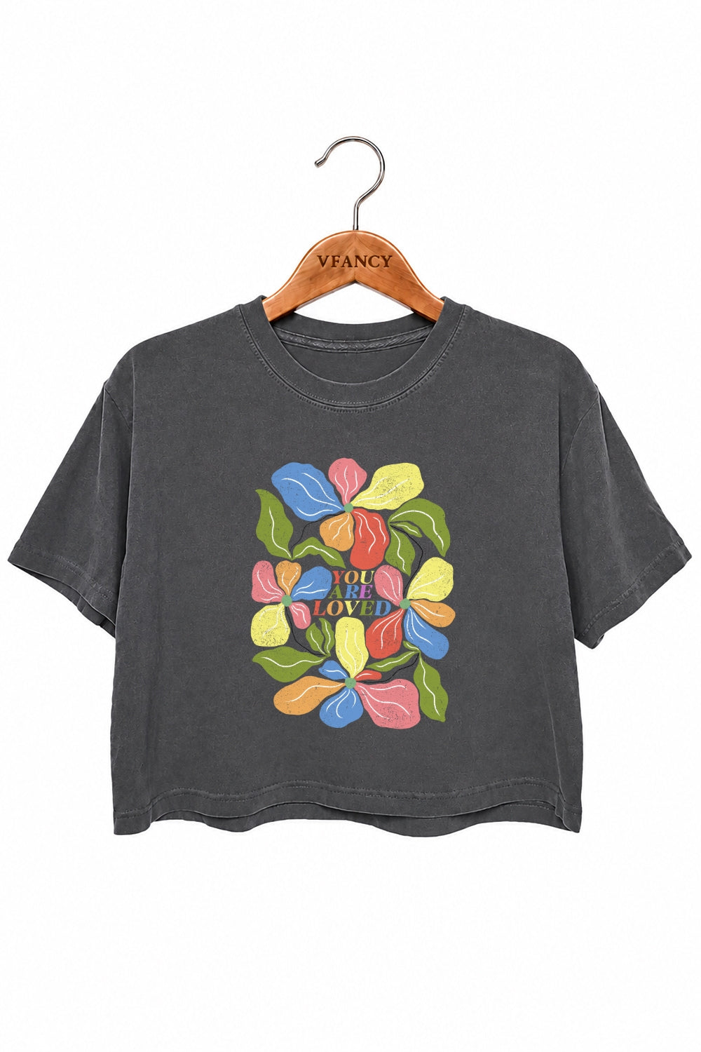 You are loved rainbow floral crop top