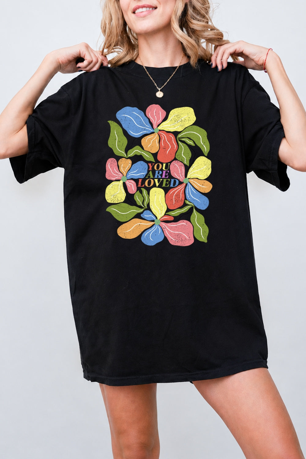 You are loved rainbow floral tee