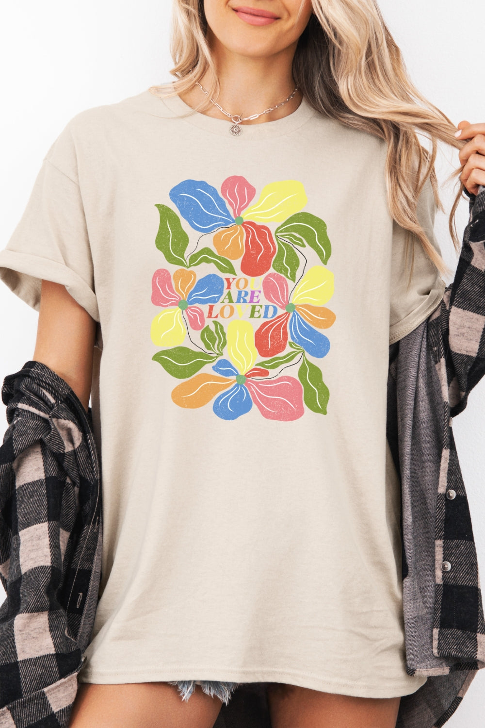 You are loved rainbow floral tee